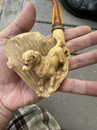 Meerschaum pipe hunting dog - meerschaum,