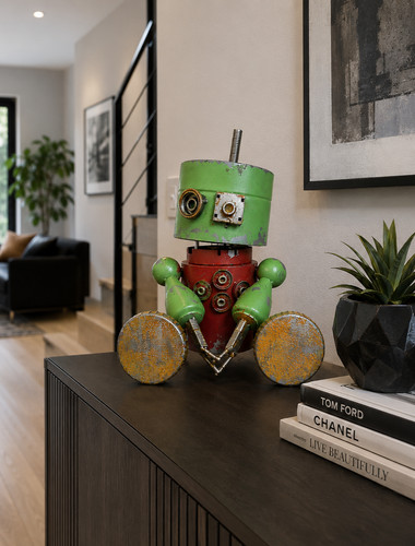 Metal robot sculpture - metal,