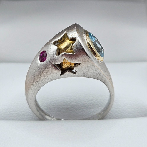Sterling silver topaz and ruby - silver,