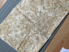 29x42cm Gold Flower + Holly on Cream Cotton Fabric Moda Poinsettias & Pine Xmas