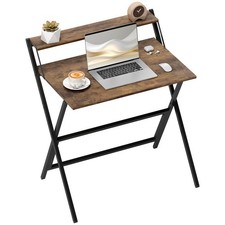 HOMCOM 81.5 cm Folding Computer Desk for Small Spaces Bedroom Rustic Brown