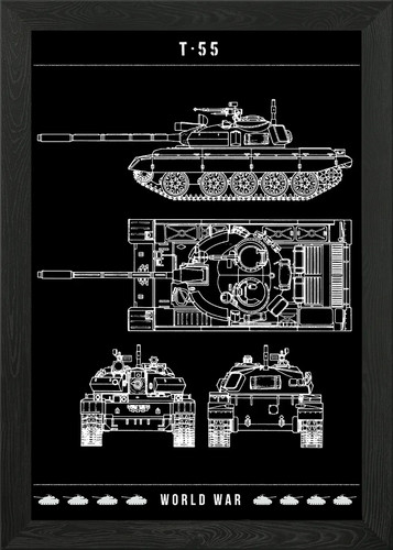 T55tank framed wall art poster - framed,