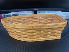 Vintage 2002 Longaberger Row Your Boat Shaped Basket Wooden Bottom 13.375" Long