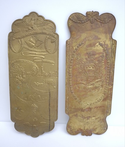 Pair antique brass door - of,