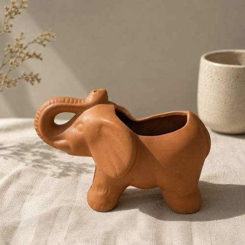 Vintage terracotta elephant - terracotta,