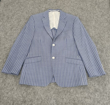 Brook Taverner Jacket Mens 38 Blue White Seersucker Stripes Boating Blazer Sport