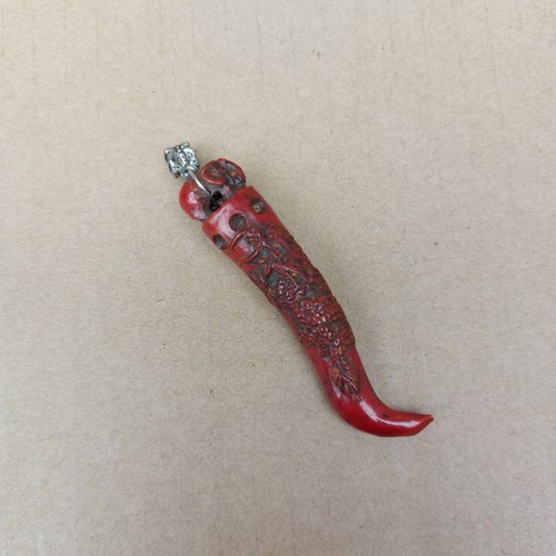 Vintage tibetan red carved - vintage,