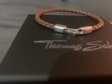 Thomas Sabo, Sterling Silver & Brown Leather 17cm Unisex Bracelet