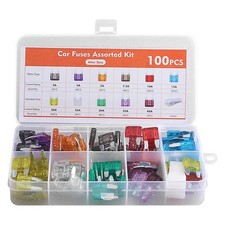 100x Mini Blade Fuses Boxed Assorted Car Van Bike Fuse Set 2 3 5 10 20 30 35 40A