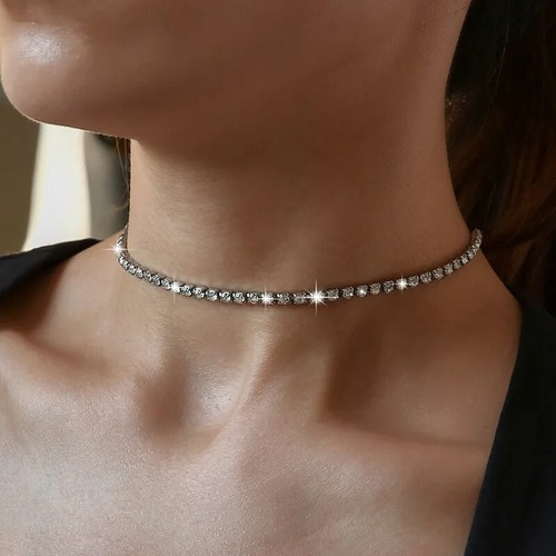Silver plated diamante - diamante, 40cm