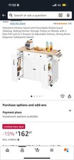 Kitchen island With Extendable Tabletop buy With 2 ikea Chairs
