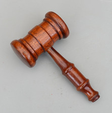 Vintage Gavel Wooden Court Gavel Auction Judge Mallet Hammer Mahogany / redwood
