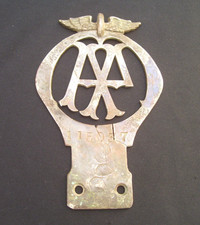 VINTAGE 1914 AUTOMOBILE ASSOCIATION CAR BADGE~PRE WW1/WAR SOLID NICKEL AA EMBLEM