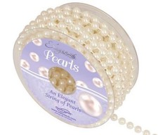 8mm Pearl Bead on a String 10m Reel Chain Round Trim Ribbon