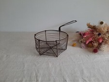 Vintage 1950s Metal Wire Fish Chip Pan Basket Fryer Kitchen Display Primitive 