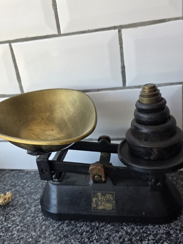 Vintage weighing scales brass - scales,