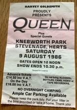 Queen Ticket Stub Knebworth 9 August 1986 - Freddie Mercury's Final Concert