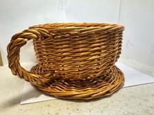 Vintage wicker teacup planter - vintage,