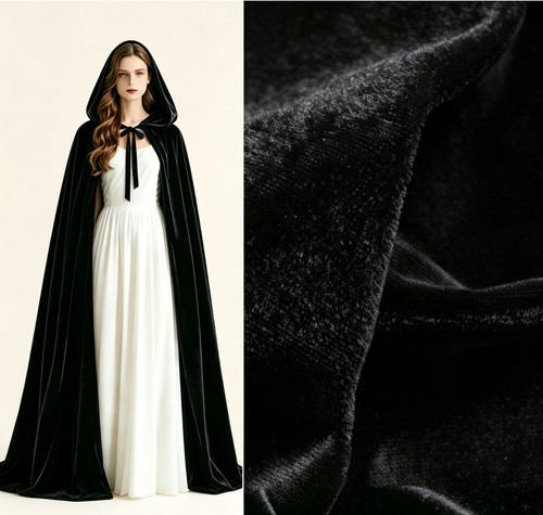 Velvet hooded cloak cape - hooded,