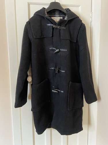 Mens black duffle - coat, size