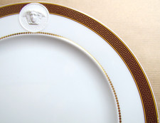 ROSENTHAL VERSACE MEDAILLON MEANDRE MARRON MEDUSA 9" SALAD PLATES (11891)