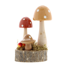 Autumn Wooden Red & Orange Toadstool Decor - 12cm