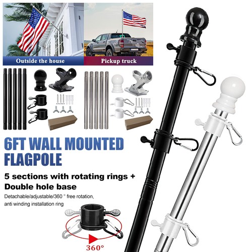 6ft telescopic flagpole flag - telescopic,