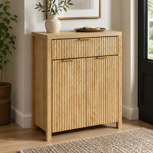 Sideboard oak cabinet ribbed - sideboard,