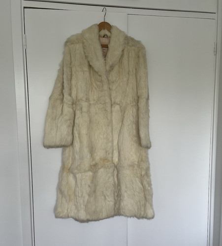 Cream real rabbit fur long - fur,
