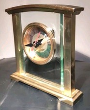 BRASS & GLASS Quartz Mantel Clock Mark & Spencer. Vintage. Working