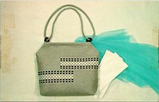 Wonder Weave Handbag Purse Grey Iowa Postcard Unused (21390)