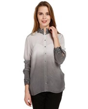 Pure silk detailed Ombre shirt