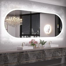 LUVODI Oval Backlit LED Bathroom Mirror Frameless Dimmable Color Change Demister
