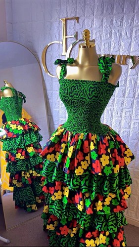 Green multicolour smocked - multicolour,