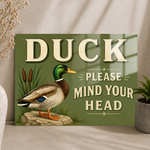 Funny duck mind your head - your,
