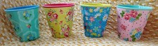  Two Tone Set Four Melamine Cups - Vintage Flower Design Patterns
