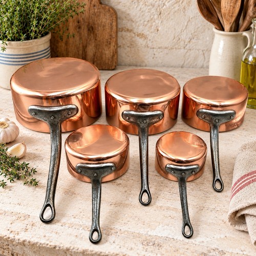 Vintage french copper pan set - vintage,