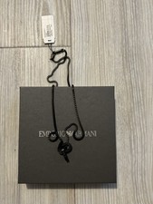 Men’s New Emporio Armani Black Tone Stainless Steel Chain Necklace