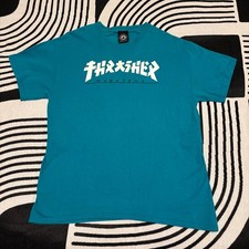 Thrasher Godzilla Logo Print Jade Teal T-Shirt - Size Large