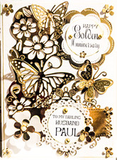 Handmade Personalised Golden Anniversary Card Husband Wife Couples for Him Her 