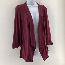 Womens Burgundy Shrug Jacket Size 12 Open Front Long Sleeve