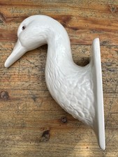 Vintage Wall Mounted Goose Head - White Ceramic, Made in Italy, Mancer