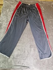 Vintage Adidas Popper Tracksuit Bottoms Joggers Grey + Red Mens L Large 02/04 