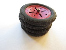 Meccano 4 X #142b Dunlop Tyres c1930, on 3" Pulleys. Hardened Meccano 4 X #142b