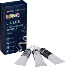 Decola Acrylic Liners - Water-Based 3 x 18 ml for Porcelain and Glass - White, 