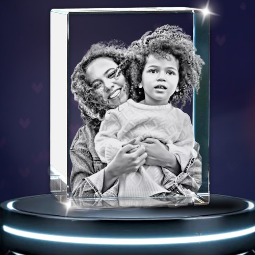 Photo glass crystal block - 3d,