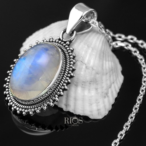 Oval moonstone necklace 925 - moonstone,