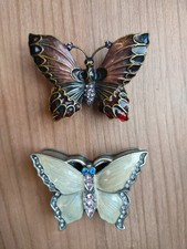 Stunning pair of Enamel Butterfly Trinket Boxes.