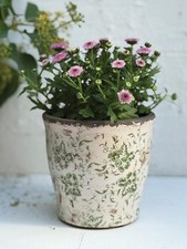 Large Plant Pot White & Green