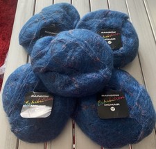 Rainbow Vintage Exhibition 62%Mohair 5x50g Airforce Blue/Coral Mix Knitting Wool
